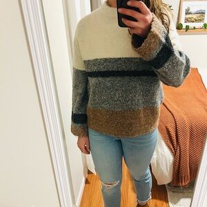 Oversized Colorblock Crew Neck Sweater